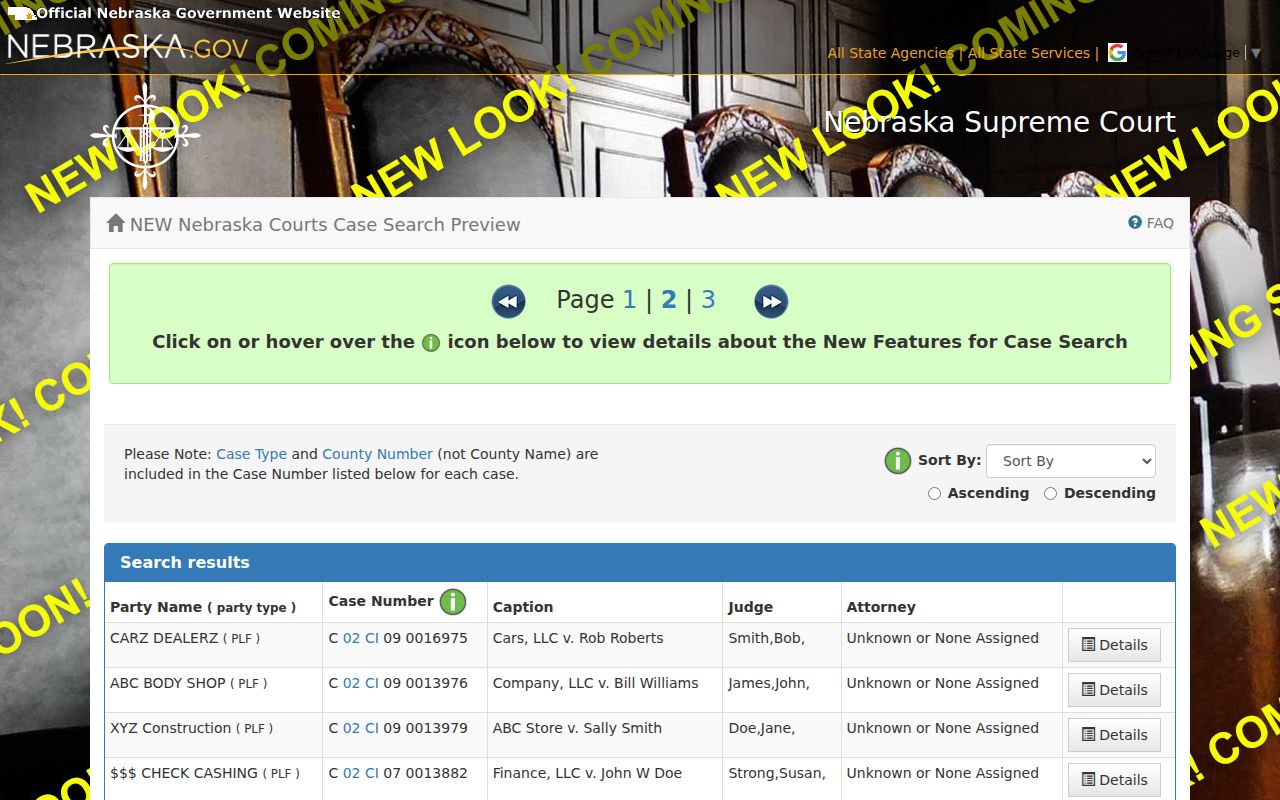 Jefferson County docket search JUSTICE case-result fields