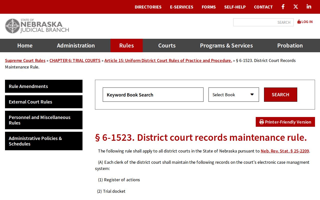 Jefferson County civil court docket District Court records maintenance rule