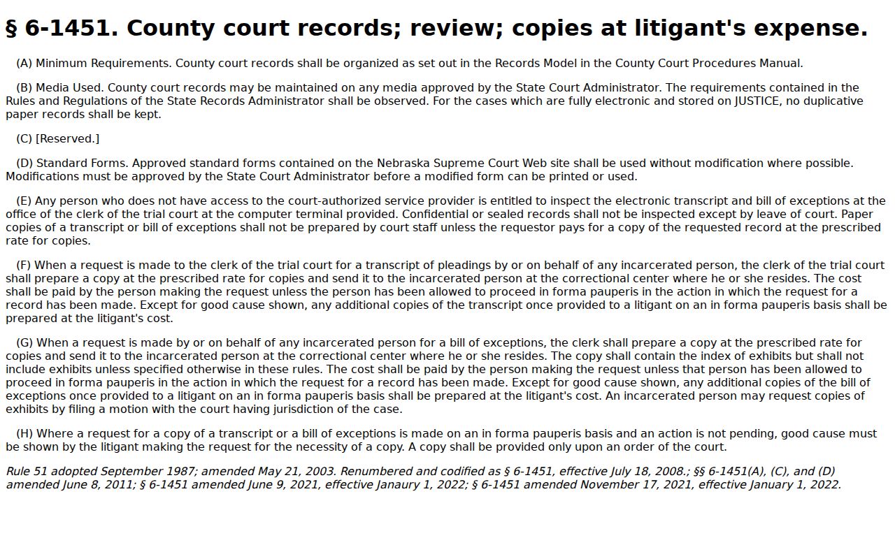 Jefferson County criminal court docket County Court records rule