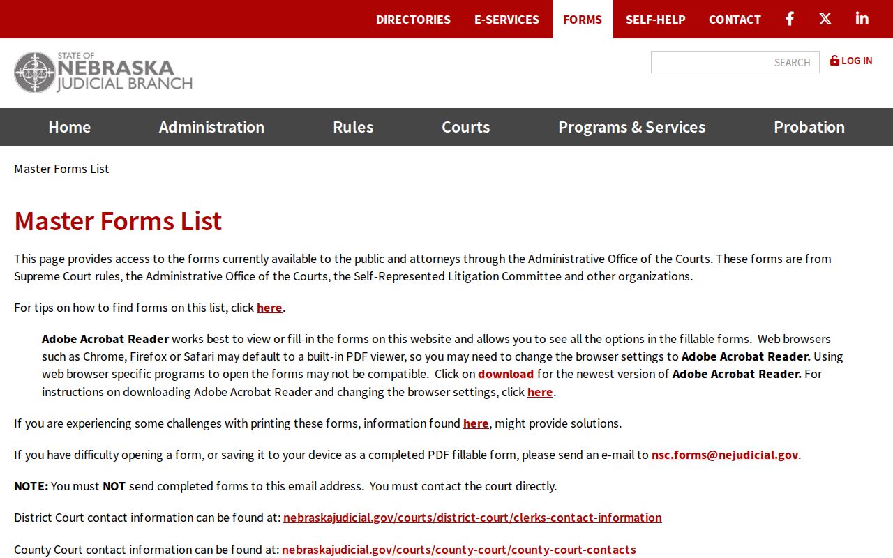 Diller court records source image of the Nebraska court forms directory