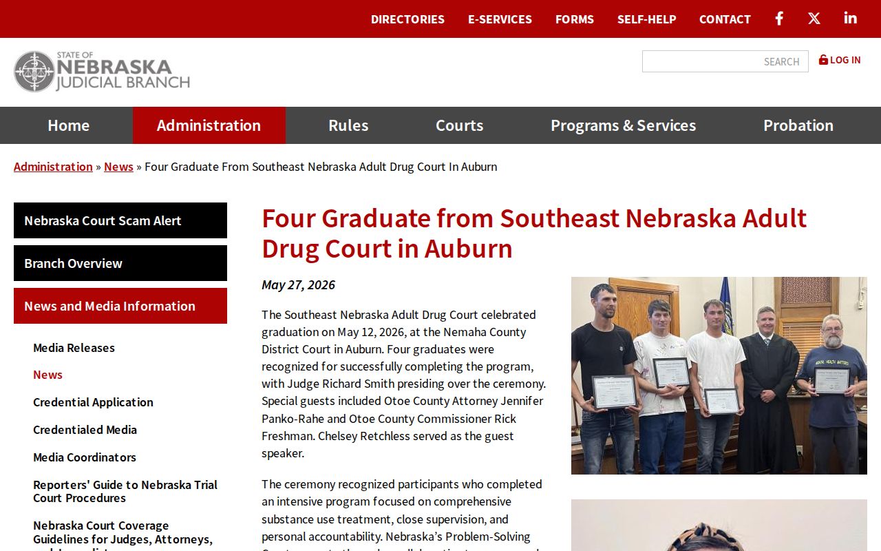 Diller court records source image from District 1 drug court graduation news