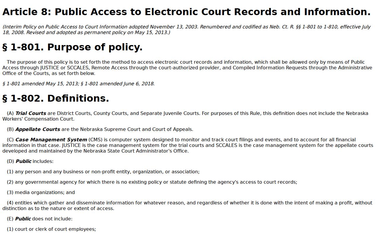 Diller court records source image of Nebraska public-access court-record rules