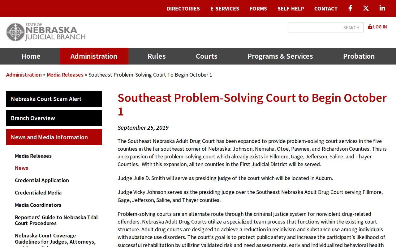 Diller court records source image for the Southeast Nebraska Adult Drug Court expansion