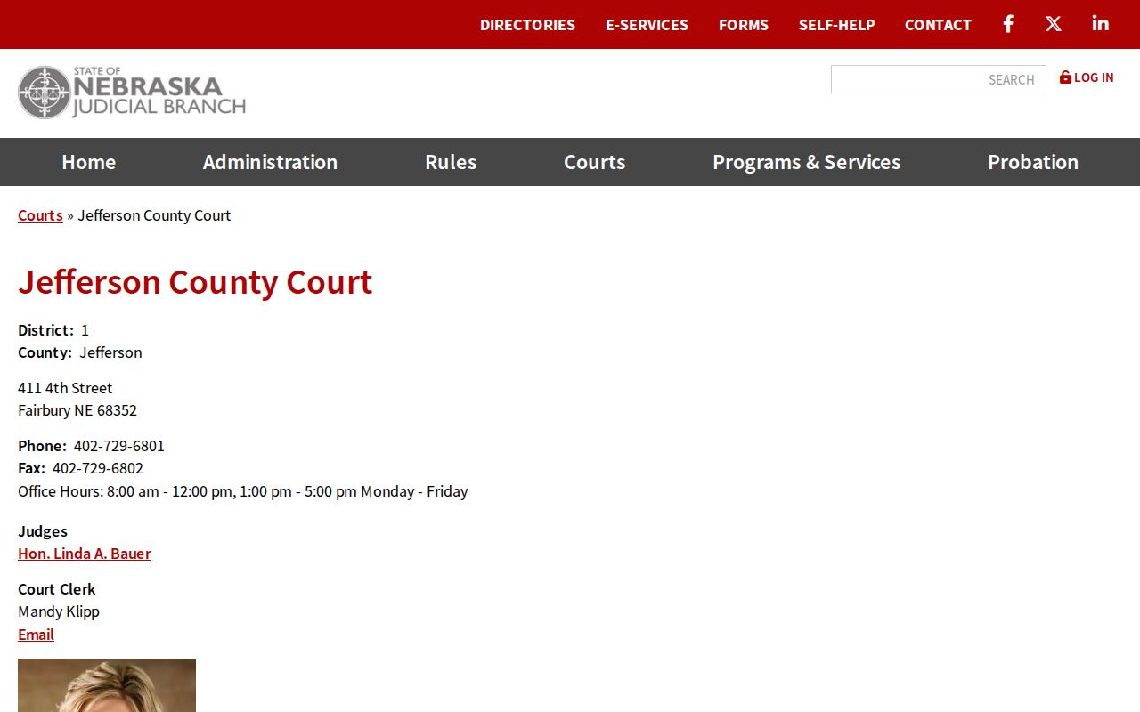 Jefferson County court docket County Court office information