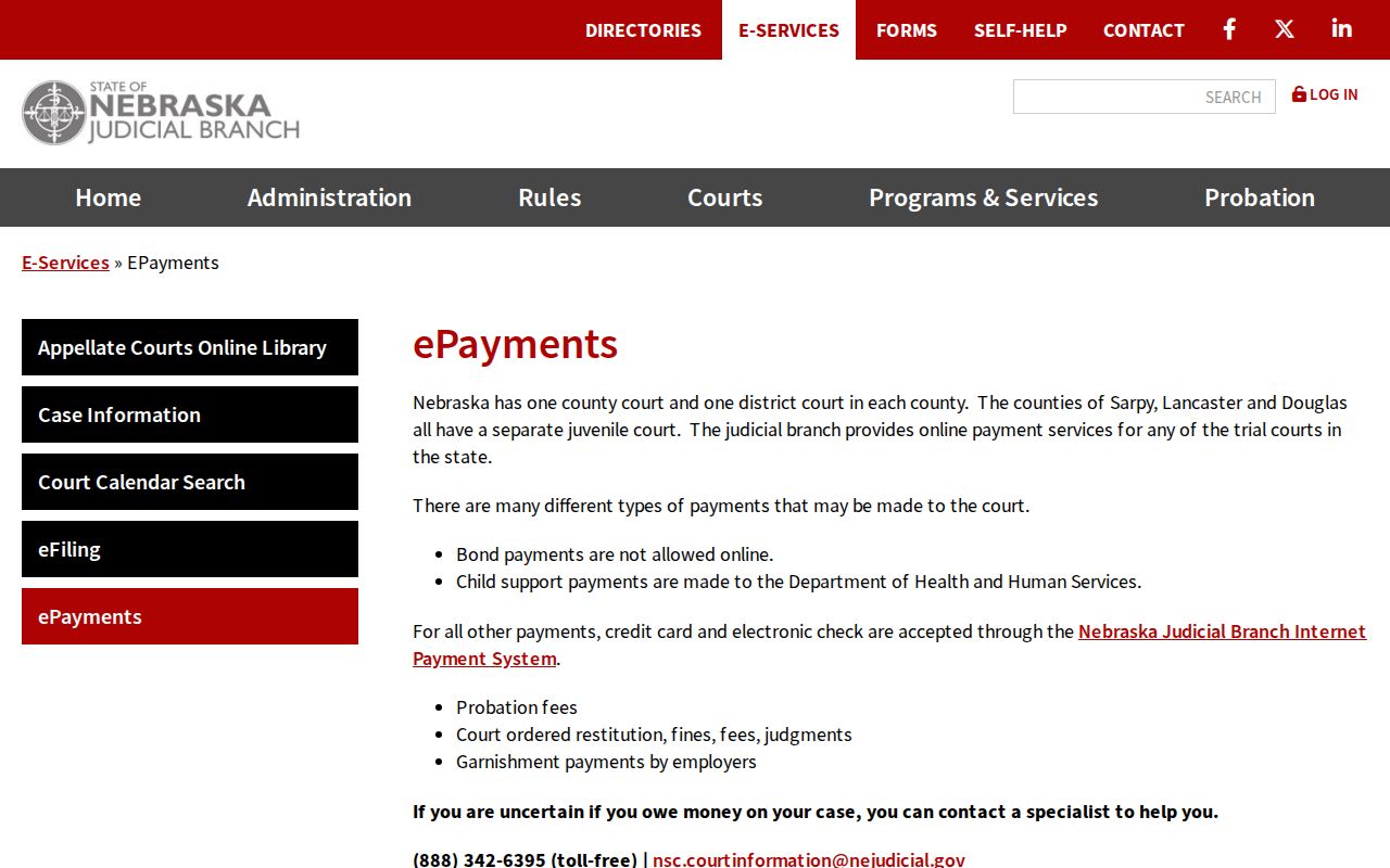 Jefferson County Traffic Court Nebraska ePayments service information